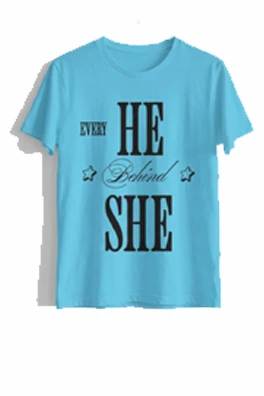 Dundri Every He Behind She – Women’s Premium Cotton Tee Dundri women’s premium cotton t-shirt with “Every He Behind She” design